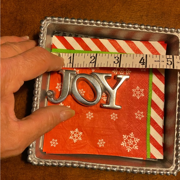 EUC Rare! Retired pieces Mariposa Silver beaded napkin box w/JOY napkin weight - Picture 15 of 16